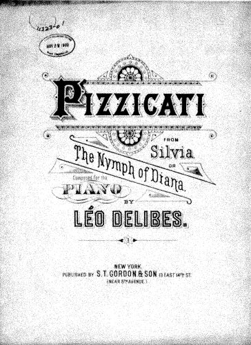 Delibes - Sylvia - Divertissement: Variation dansée 'Pizzicati' (No. 20, Act III) For Piano solo (Delibes) - Score
