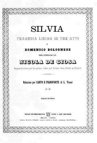 De Giosa - Silvia - Vocal Score - Score