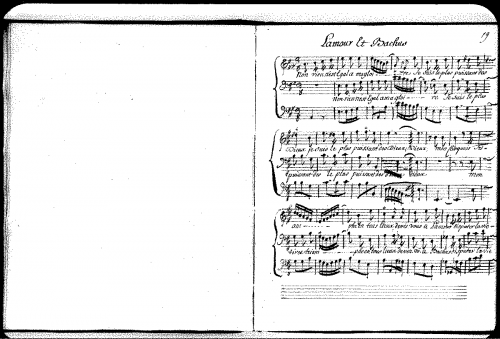 Clérambault - L'Amour et Bacchus, cantate française - Score