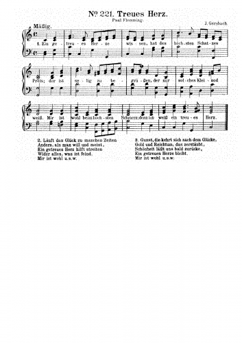 Gersbach - Ein getreues Herze wissen - Piano Score; highest note is melody