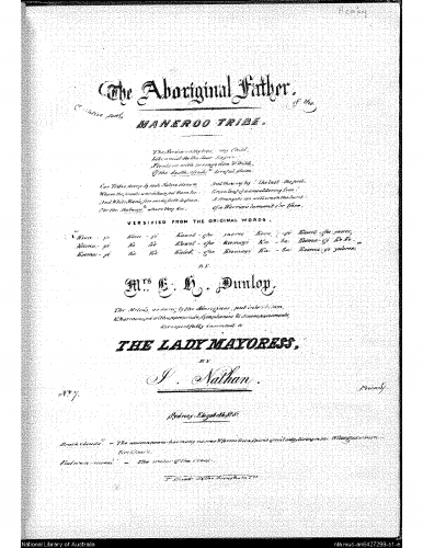 Nathan - The Aboriginal Father ~ A Native Song of the Maneroo Tribe - Score