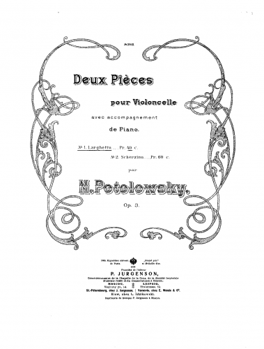 Potolovsky - 2 Pieces for Cello and Piano Op. 3