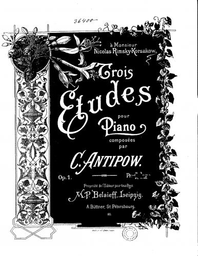 Antipov - 3 Etudes, Op. 1 - Score