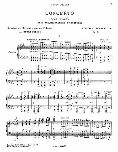 Gédalge - Piano Concerto, Op. 16 - For 2 Pianos (Falcke) - Orchestral Reduction (Piano 2)