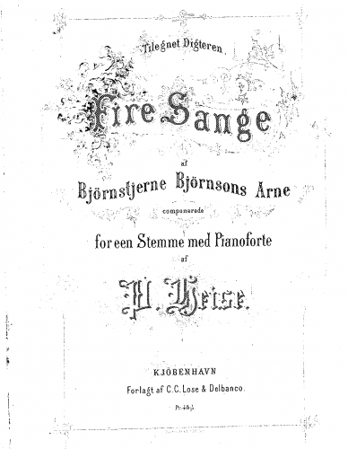 Heise - Fire Sange af Bjørnstjerne Bjørnsons Arne for een Stemme med Pianoforte - Score