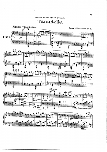 Scharwenka - Tarantelle, Op. 11 - Score