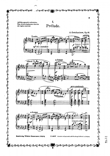 Grechaninov - Pastelle No. 2, Op. 61 - Score
