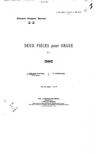 Barnes - 2 Pieces - Organ Scores - Score