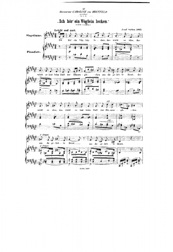 Sucher - Ich hör' ein Vöglein locken - Score