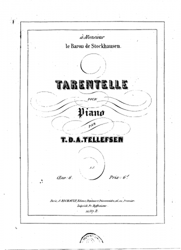 Tellefsen - Tarentelle, Op. 6 - Score
