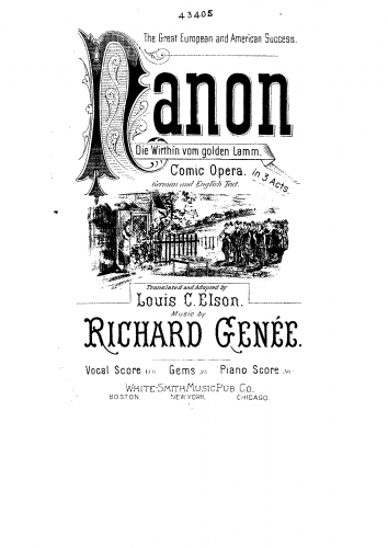 Genée - Nanon, die Wirtin vom goldenen Lamm - Vocal Score - Score