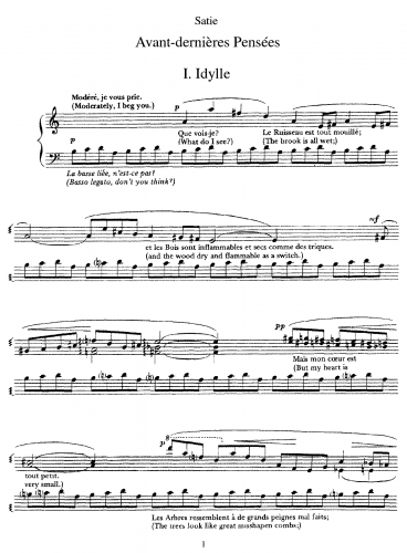 Satie - Avant-dernières pensées - Piano Score - Score
