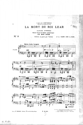 Cor-de-Lass - La mort du roi Lear, poème symphonique - For Piano (Composer) - No. 8: Marche funèbre