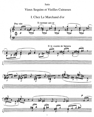 Satie - Vieux sequins et vieilles cuirasses - Piano Score - Score