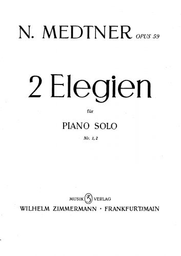 Medtner - 2 Elegies, Op. 59 - Score