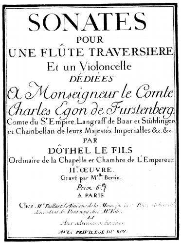 Dôthel - Sonates pour une Flûte Traversiere et un Violoncelle - Score