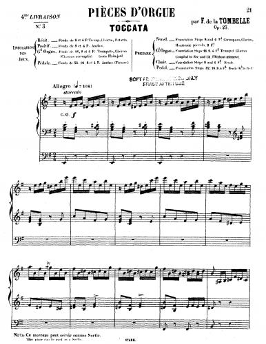 La Tombelle - Pieces d'orgue, Op. 23 - 3. Toccata
