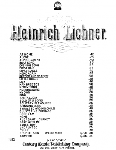 Lichner - 12 Fantasien über beliebte Volkslieder, Op. 256 - 4. In Wood and Meadow
