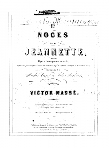 Massé - Les noces de Jeannette - Score