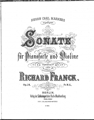 Franck - Violin Sonata No. 1 - Scores and Parts