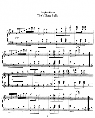 Foster - The Village Bells - Piano Score - Score
