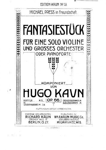 Kaun - Fantasiestück - Score