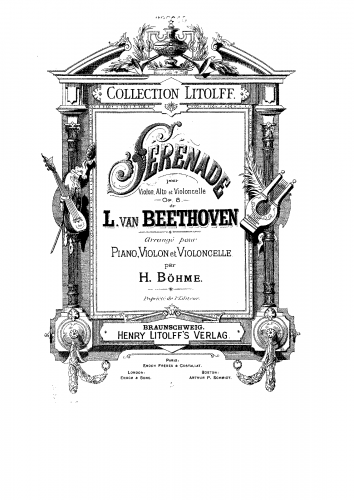 Beethoven - Serenade for String Trio, Op. 8 - Complete Work For Violin, Cello and Piano (Böhme)