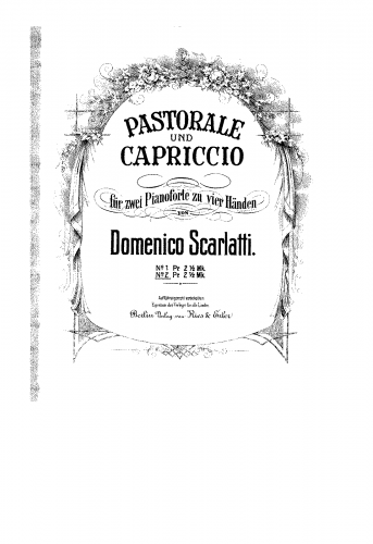 Scarlatti - Capriccio in E major - For 2 Pianos 4 hands (Doebber) - Score