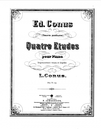 Konyus - 4 Etudes, Op.Posth - Score