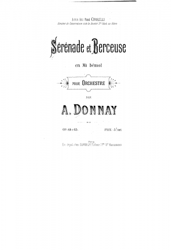 Donnay - Sérénade et Berceuse, Opp.64, 65 - Full Score - Score