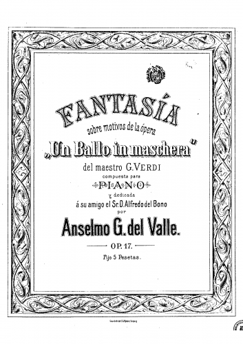 González del Valle - Fantasía sobre motivos de la ópera 'Un ballo in maschera' - Score