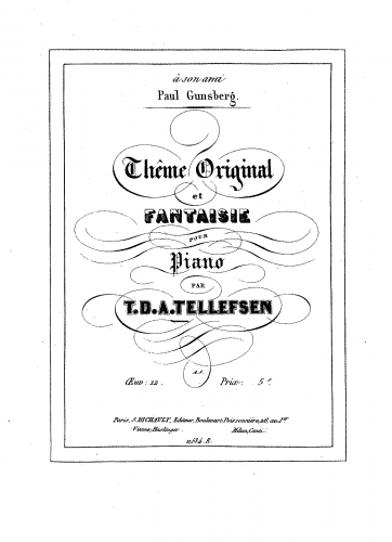 Tellefsen - Thème original et Fantaisie, Op. 12 - Score