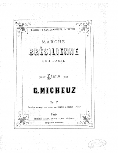 Danbé - Marche brésilienne - For Piano (Micheuz) - Score