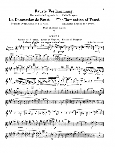 Berlioz - ''La damnation de Faust, Légende dramatique'' (''Opéra de concert'') - Oboe 2 (doubling English Horn)