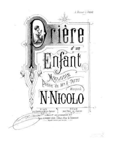 Nicolò-Isouard - Prière d'un enfant - Score