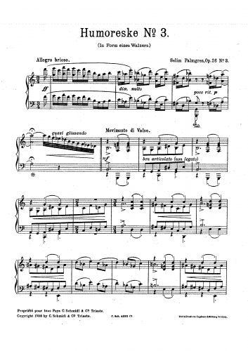 Palmgren - 3 Humoresques, Op. 26 - 3. Humoresque in Form eines Walzers