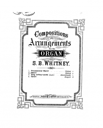 Whitney - Canon in Octave - Score w/Covers