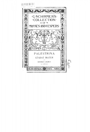 Palestrina - Stabat Mater - Chorus Scores - Score