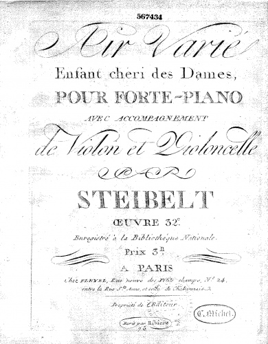 Steibelt - Piano Trio with Variations on 'Enfant chéri des Dames', Op. 32