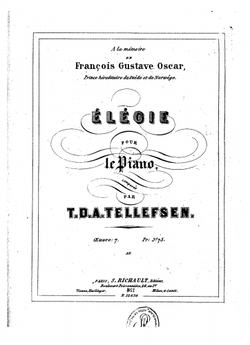 Tellefsen - Élégie, Op. 7 - Score