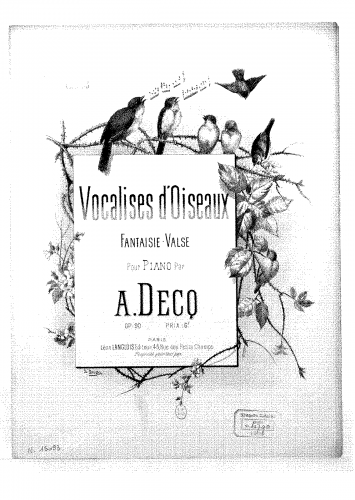 Decq - Vocalises d'oiseaux: fantaisie-valse pour piano - Score