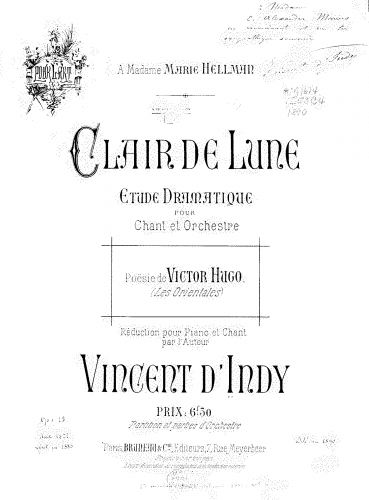 Indy - Clair de lune - Vocal Score - Score