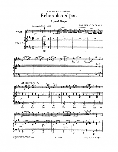 Hubay - 5 Morceaux caracteristiques, Op. 51 - Violin and Piano Score, Violin Part