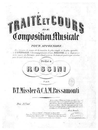 Missler - Traité et cours de composition musicale - Books - Score