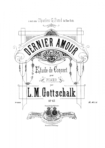 Gottschalk - Dernier Amour, Op. 63 - Score