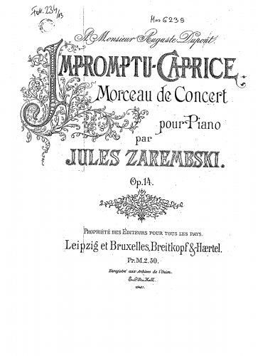 Zar?bski - Impromptu-caprice, Op. 14 - Score
