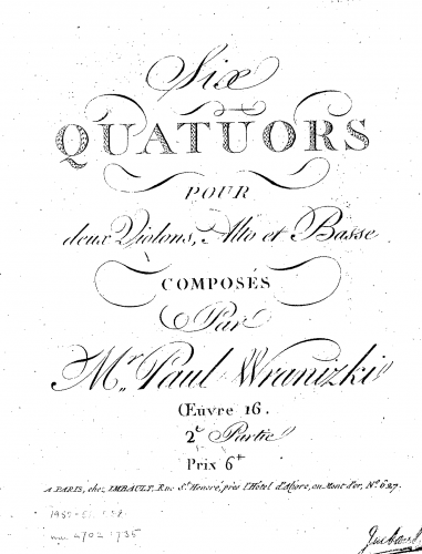 Wranitzky - 6 String Quartets, Op. 16 - Book 2 (Quartets 4-6)