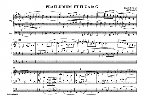Dugan - Praeludium and Fuge in G - Score