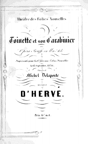 Hervé - Toinette et son carabinier - Vocal Score - Score