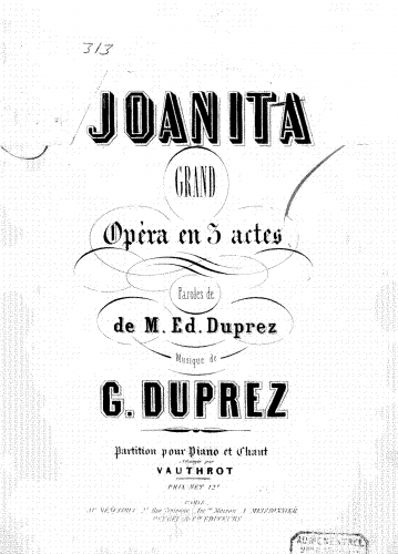 Duprez - Joanita - Vocal Score - Score